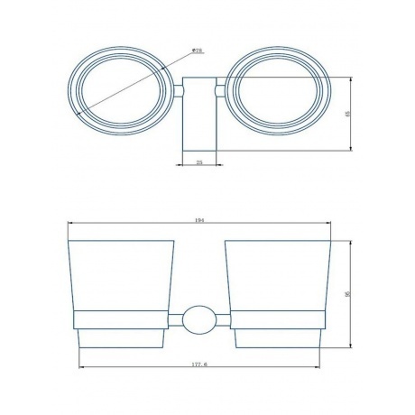 Стакан для ванной комнаты двойной Haiba хром (HB8408) - фото 2