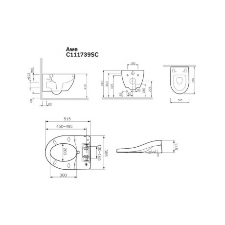 Унитаз подвесной AM.PM Awe C111739SC белый - фото 4