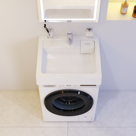 Раковина над стиральной машиной AM.PM X-Joy M85AWCC0602WG литьевой мрамор, 60 см, белый глянец - фото 4