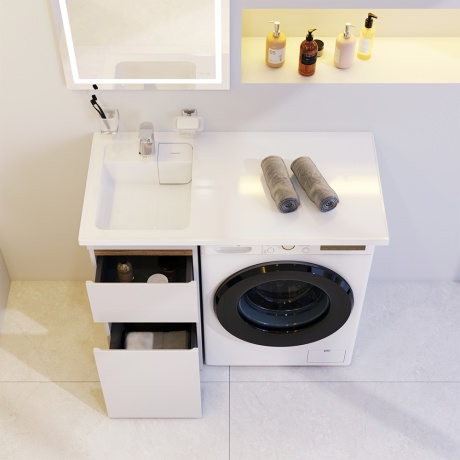 Раковина над стиральной машиной AM.PM X-Joy M85AWPL1001WG литьевой мрамор, левая, 100 см, белый глянец - фото 5
