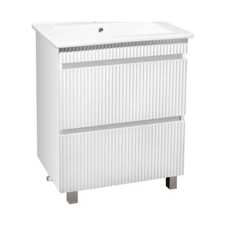 Тумба Runo Модена 65 напольная 2 ящика белая под умывальник Оска...
