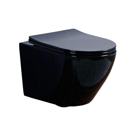 Унитаз OLIVE'S подвесной, черный глянец, сиденье дюропласт PLAZA...