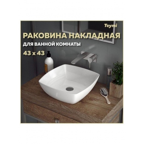 Раковина Teymi Kati 43 накладная, белая T50701 - фото 4