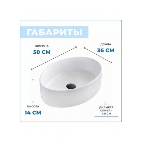 Раковина Teymi Lori 50 накладная, белая T50502 - фото 4