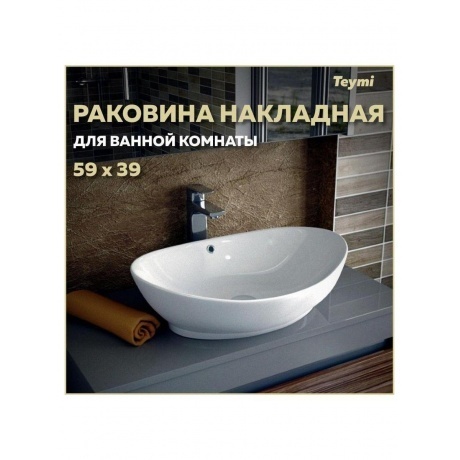 Раковина Teymi Lori 60 накладная, белая T50503 - фото 3