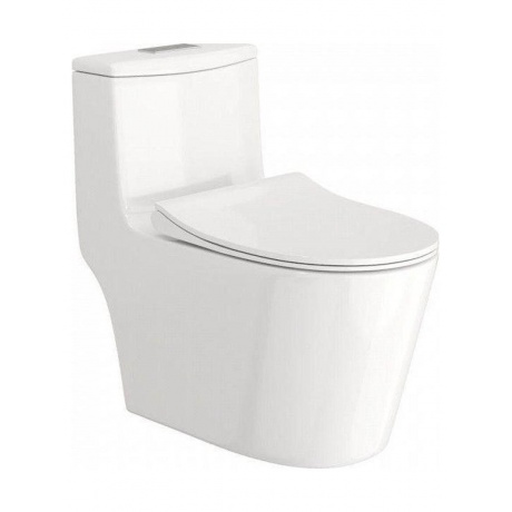 Унитаз напольный моноблок Teymi Solli безободковый, сиденье микролифт T41101 - фото 1