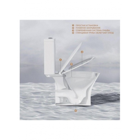 Унитаз напольный Teymi Ritta Pro безободковый, сиденье микролифт T40810 - фото 4