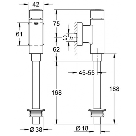 Устройство смывное для писсуара Grohe 37346000 - фото 2