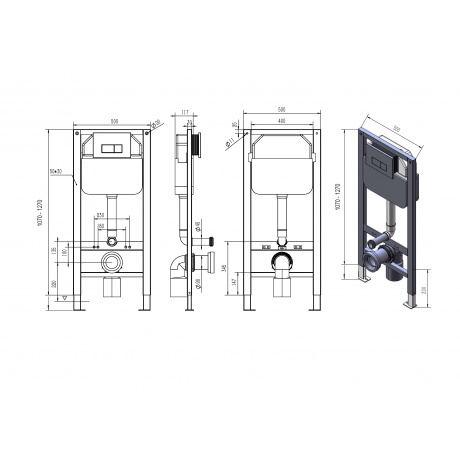 Инсталляция рамная скрытого монтажа D&amp;K 500*117*1270мм (DI8050127) - фото 6
