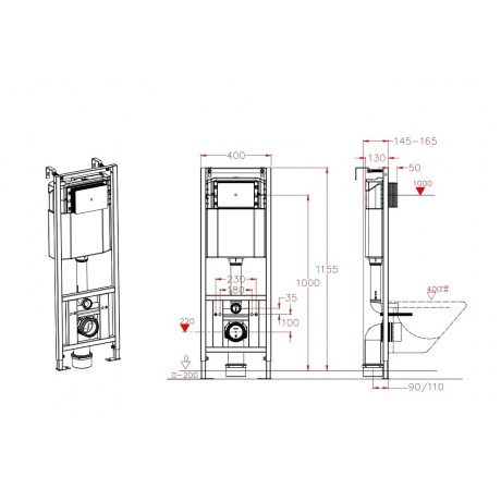 Инсталляция с белой клавишей D&amp;K 400*165*1160мм (DI8640116) - фото 8