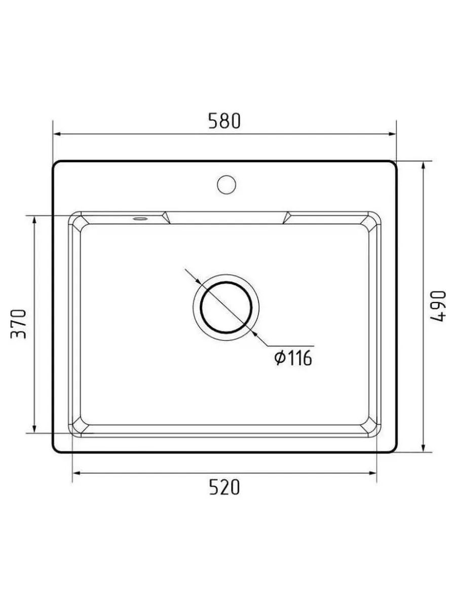 GRANFEST Мойка URBAN 658  1-чаша 580*490мм, монтаж: врезной, материал: кварц, цвет: белый - фото 2
