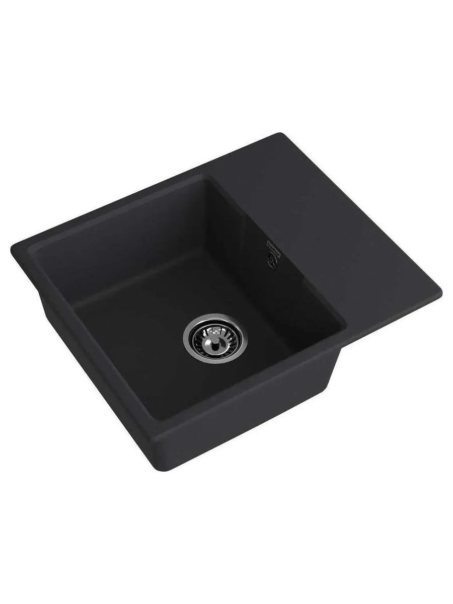 GRANFEST Мойка URBAN 658L  1-чаша+крыло 580*490мм, монтаж: врезной, материал: кварц, цвет: черный - фото 2