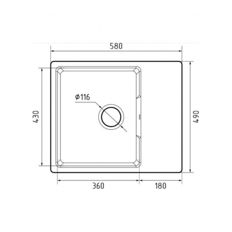 GRANFEST Мойка URBAN 658L  1-чаша+крыло 580*490мм, монтаж: врезной, материал: кварц, цвет: песочный - фото 3