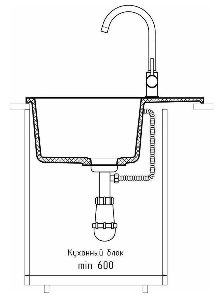 GRANFEST Мойка URBAN 658L  1-чаша+крыло 580*490мм, монтаж: врезной, материал: кварц, цвет: песочный - фото 5