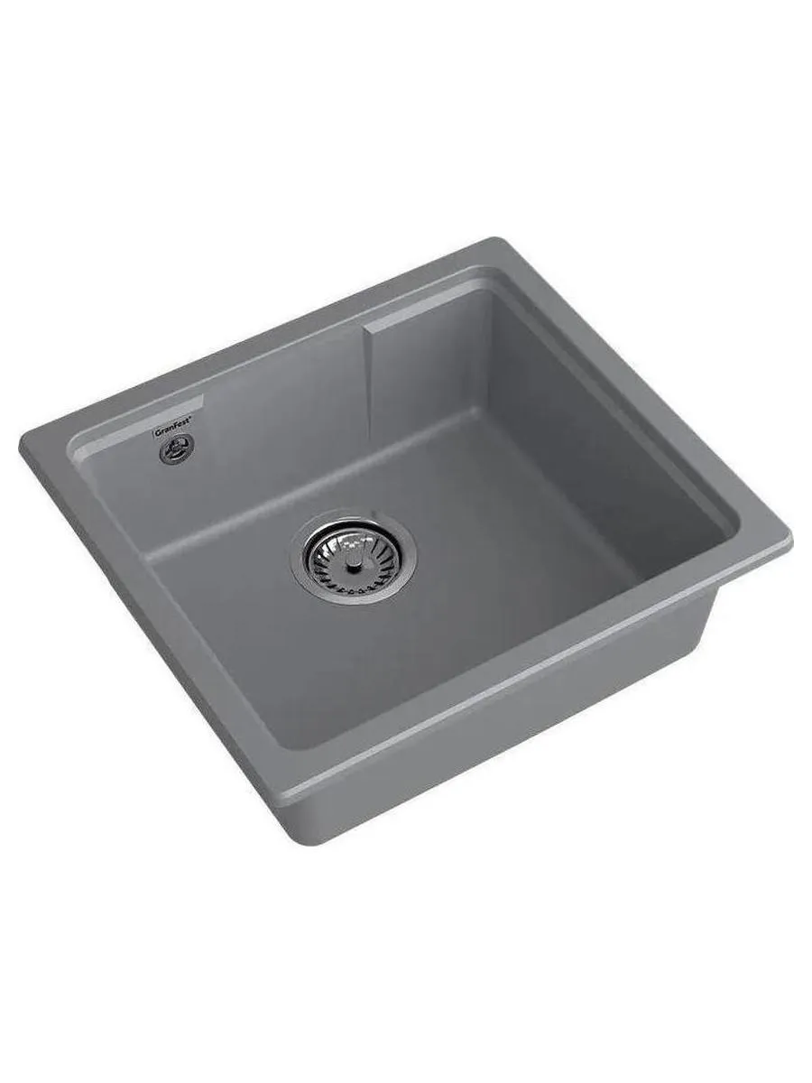GRANFEST Мойка URBAN 4550 подстольный монтаж 1-чаша 450*500мм, монтаж: универсальный, материал: кварц, цвет: темно-серый - фото 2