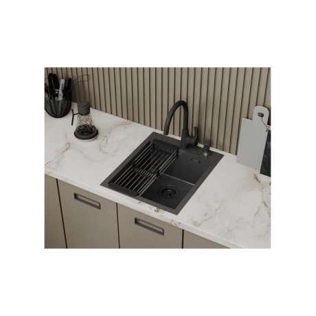 Кухонная мойка D&amp;K нержавеющая сталь графит (DKS415006) - фото 2