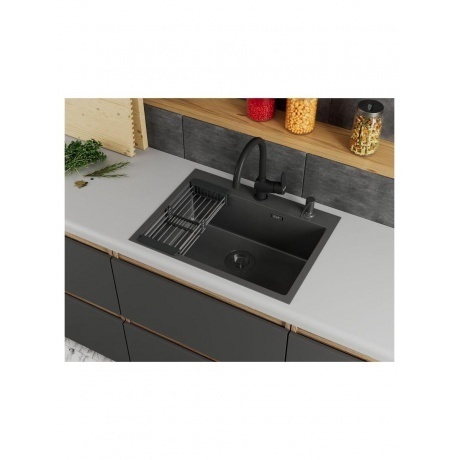 Кухонная мойка D&amp;K нержавеющая сталь графит (DKS604506) - фото 2