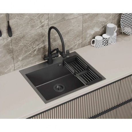 Кухонная мойка D&amp;K нержавеющая сталь графит (DKS605006) - фото 15