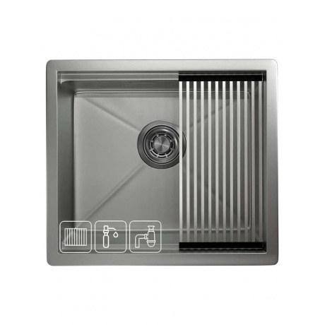 Кухонная мойка GRANULA Kitchen Space (5045U, СТАЛЬ МАТОВАЯ) - фото 4