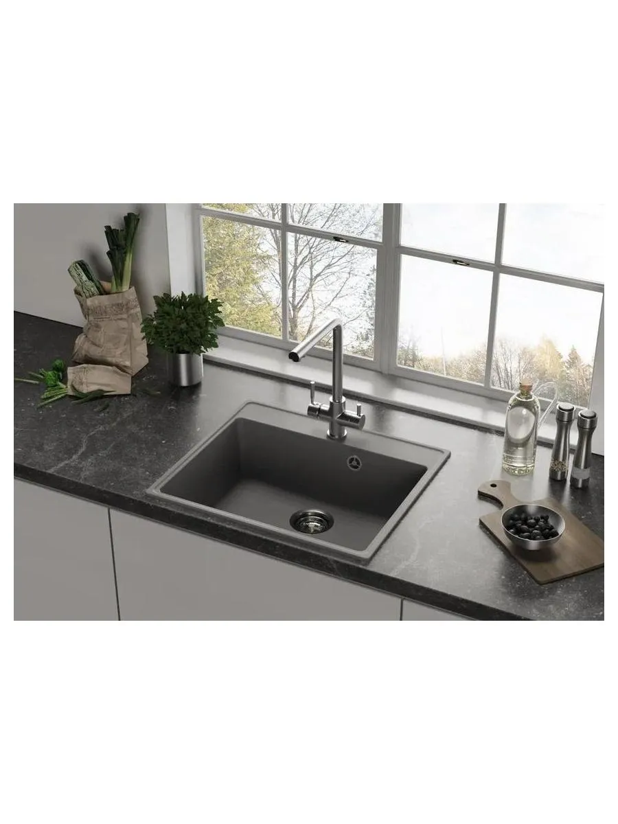 Мойка ULGRAN Quartz асфальт (Forte 580-09) - фото 11