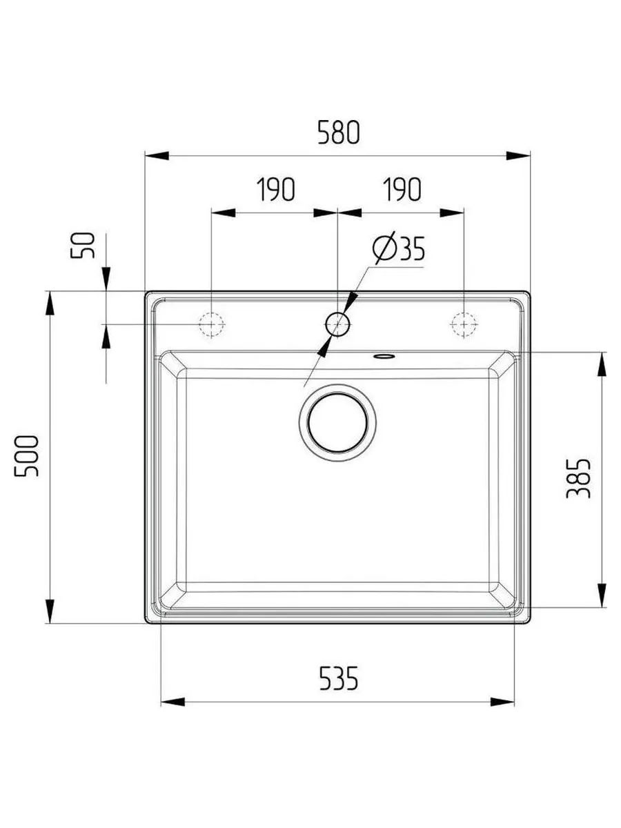 Мойка ULGRAN Quartz асфальт (Forte 580-09) - фото 4