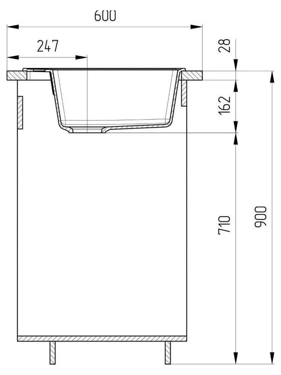 Мойка ULGRAN Quartz асфальт (Forte 580-09) - фото 5