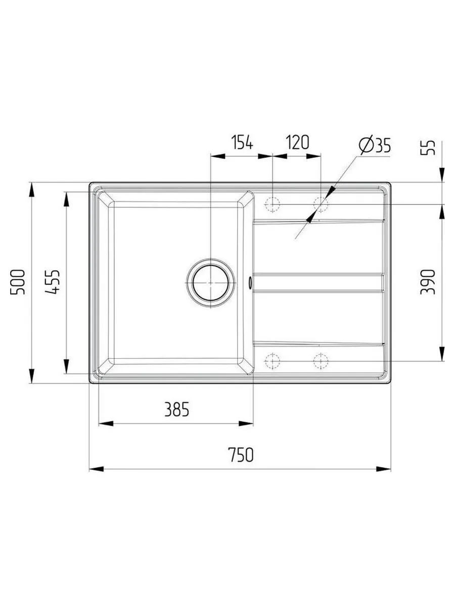 Мойка ULGRAN Quartz уголь (Prima 750-07) - фото 3