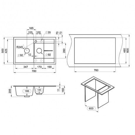 Кухонная мойка GRANULA (7802, ПЕСОК) - фото 2