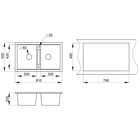 Кухонная мойка GRANULA (8101, БАЗАЛЬТ ) - фото 3