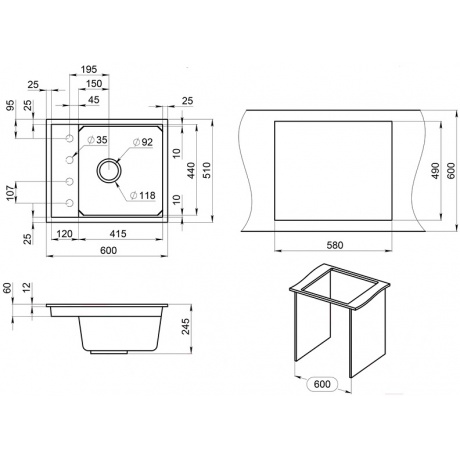 Кухонная мойка GRANULA Kitchen Space (6004, АРКТИК) - фото 4