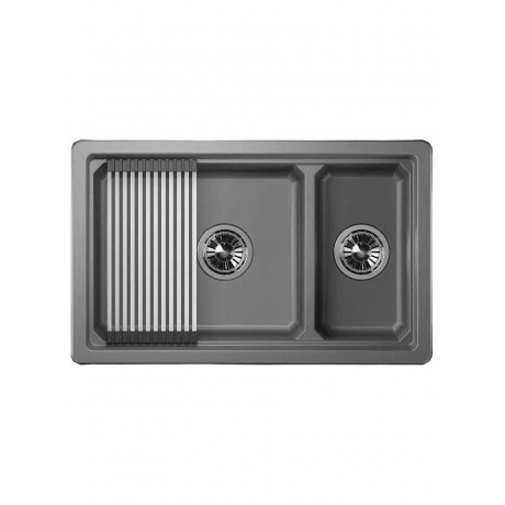 Кухонная мойка GRANULA Kitchen Space (7304U, АЛЮМИНИУМ) - фото 2