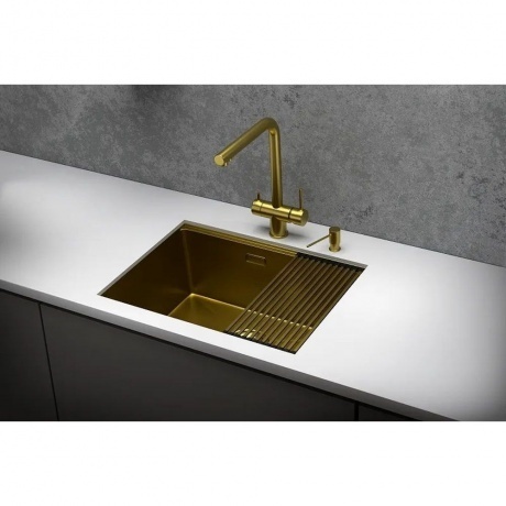 Кухонная мойка GRANULA (6045U, ЗОЛОТО САТИН) - фото 4