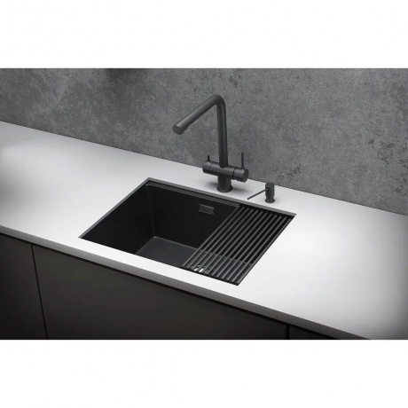 Кухонная мойка GRANULA (6045U, ЧЕРНЫЙ МАТОВЫЙ) - фото 5