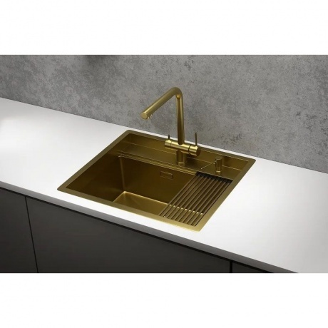 Кухонная мойка GRANULA (6051, ЗОЛОТО САТИН) - фото 4