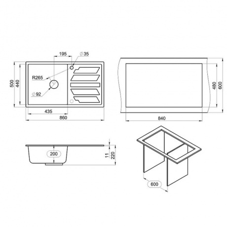 Кухонная мойка GRANULA (8601, ТУРМАЛИН) - фото 3