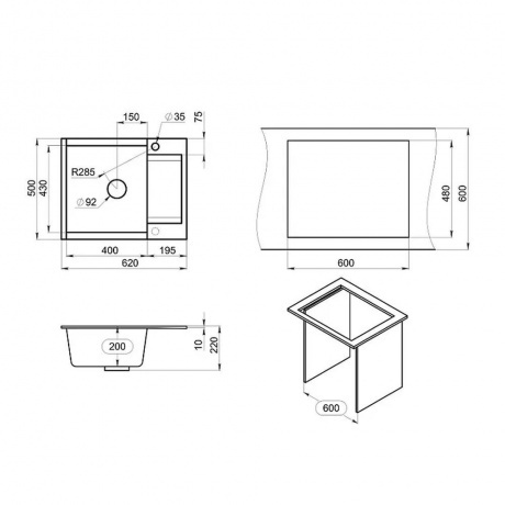 Кухонная мойка GRANULA ESTETICA (6202, АЛЮМИНИУМ) - фото 3