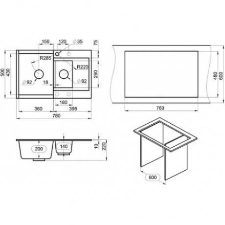 Кухонная мойка GRANULA ESTETICA (7808, АЛЮМИНИУМ) - фото 3