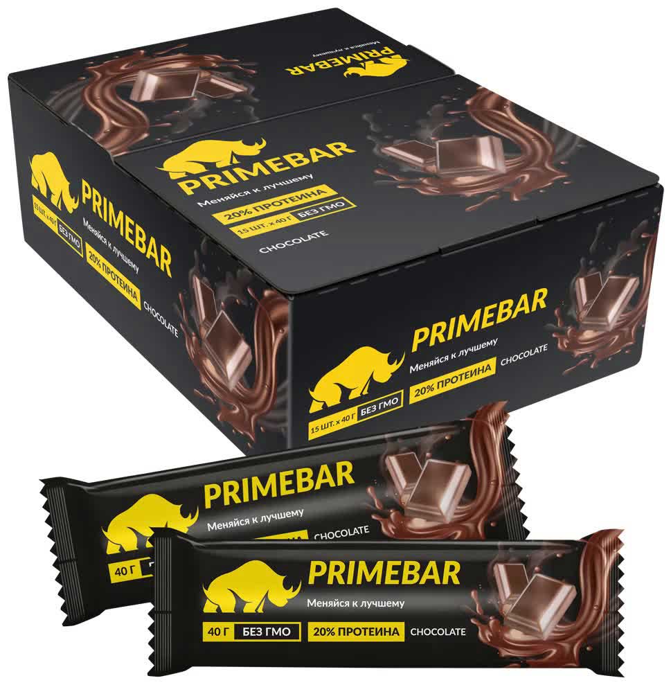 Батончик "PRIMEBAR" с содержанием протеина со вкусом шоколада 40 г 15шт
