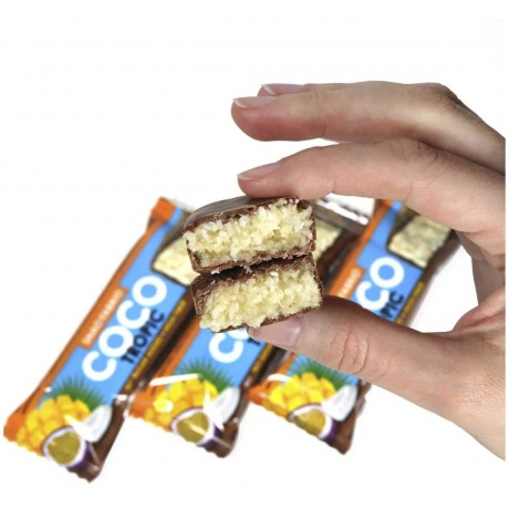 SNAQ FABRIQ Батончик кокосовый Coco без сахара глазированный &quot;Манго-Маракуйя&quot; 40г 30шт - фото 2
