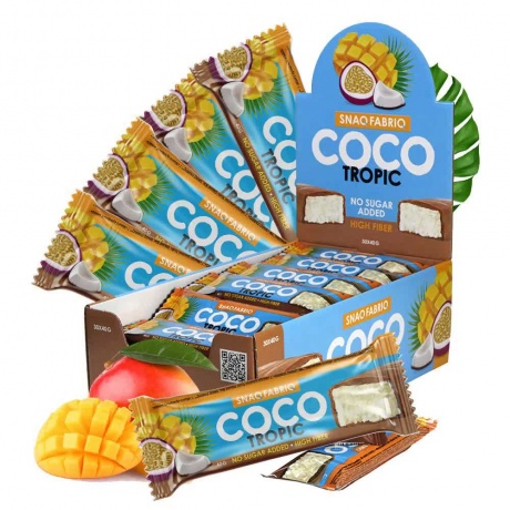 SNAQ FABRIQ Батончик кокосовый Coco без сахара глазированный &quot;Манго-Маракуйя&quot; 40г 30шт - фото 3