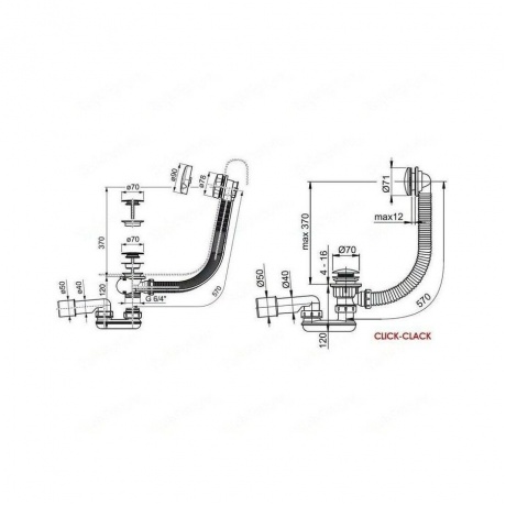 Слив-перелив для ванны Ravak ClickClack 57 X01377 - фото 6
