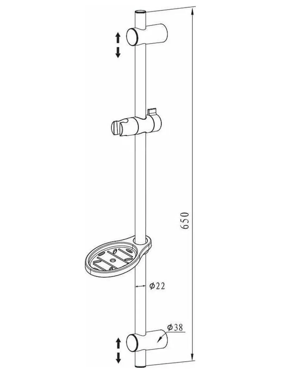 Штанга OLIVE'S для душа с мыльницей (KD02) - фото 2