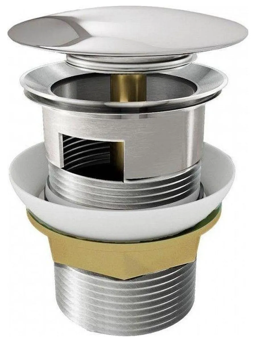 Донный клапан Teymi для раковины с переливом, хром T140105 - фото 2