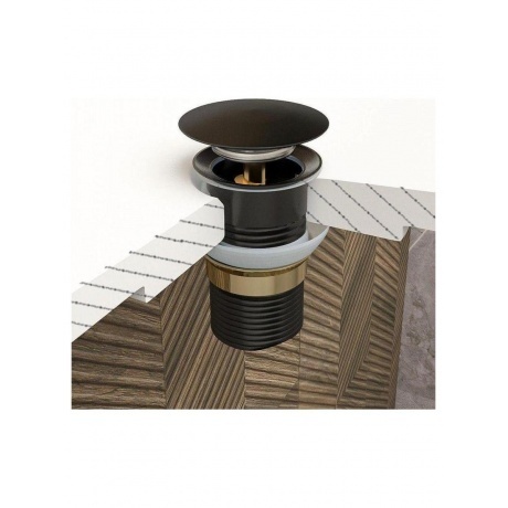 Донный клапан Teymi для раковины с переливом, черный T140104 - фото 11