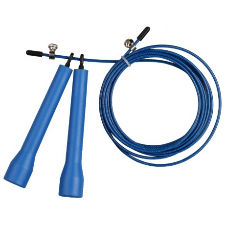 Скакалка высокооборотная Кроссфит стальной шнур в оплетке INDIGO, 97161 IR, Синий, 2,7 м - фото 1