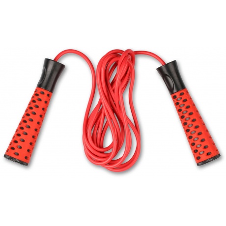 Скакалка INDIGO пластиковые ручки шнур ПВХ регулируемая длина 97123 IR  2,75 м Красный - фото 1
