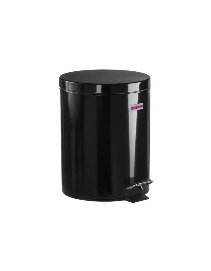 Ведро-контейнер для мусора (урна) с педалью ЛАЙМА "Classic", 5 л, черное, глянцевое, металл, 604943