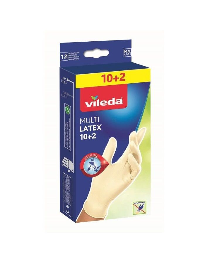 Одноразовые перчатки 10шт+2 в упаковке L VILEDA