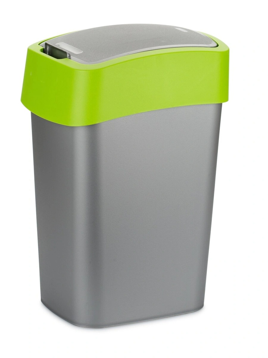 Контейнер для мусора FLIP BIN серебристый/зеленый 10л цена и фото