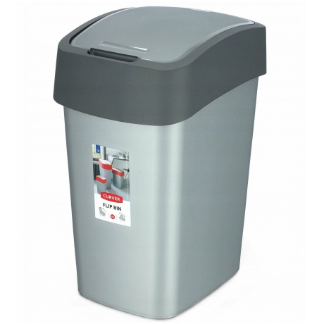Контейнер для мусора FLIP BIN 9л серебристый/графит - фото 1
